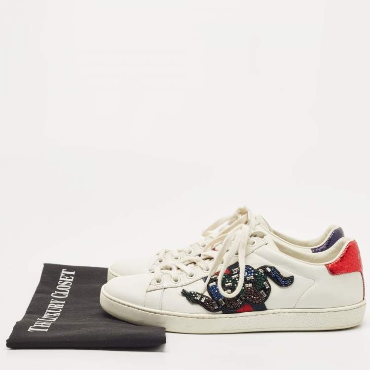 Pre Owned Gucci Multicolor Leather Ace Kingsnake Sneakers Size 39