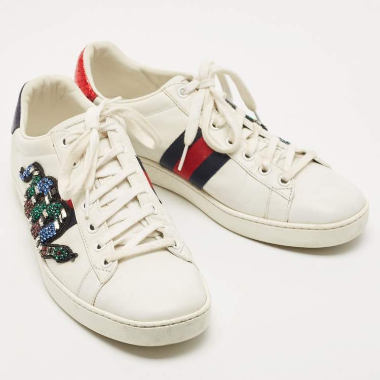 Pre Owned Gucci Multicolor Leather Ace Kingsnake Sneakers Size 39