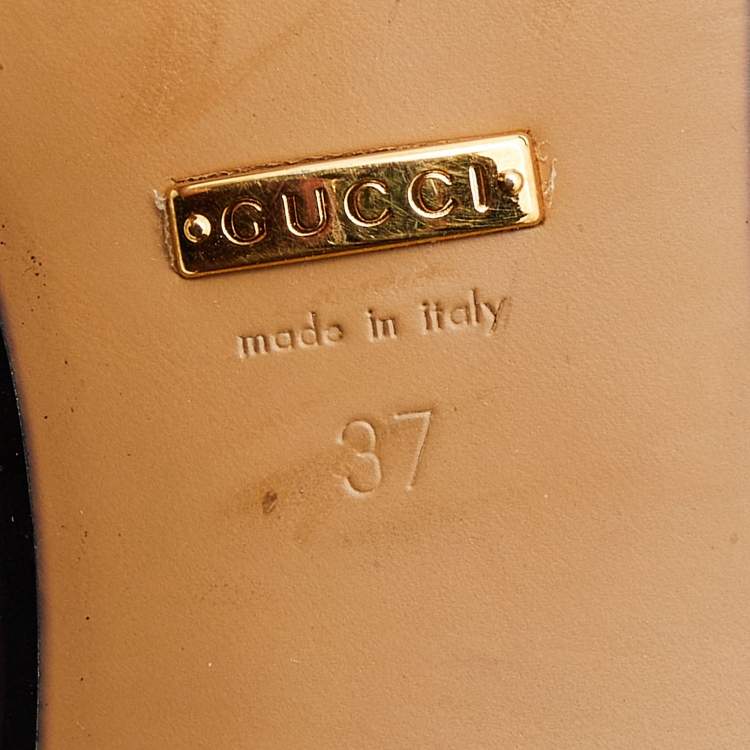 Pre Owned Gucci Beige Leather Peyton GG Sylvie Pearl Studded Loafer Size 37
