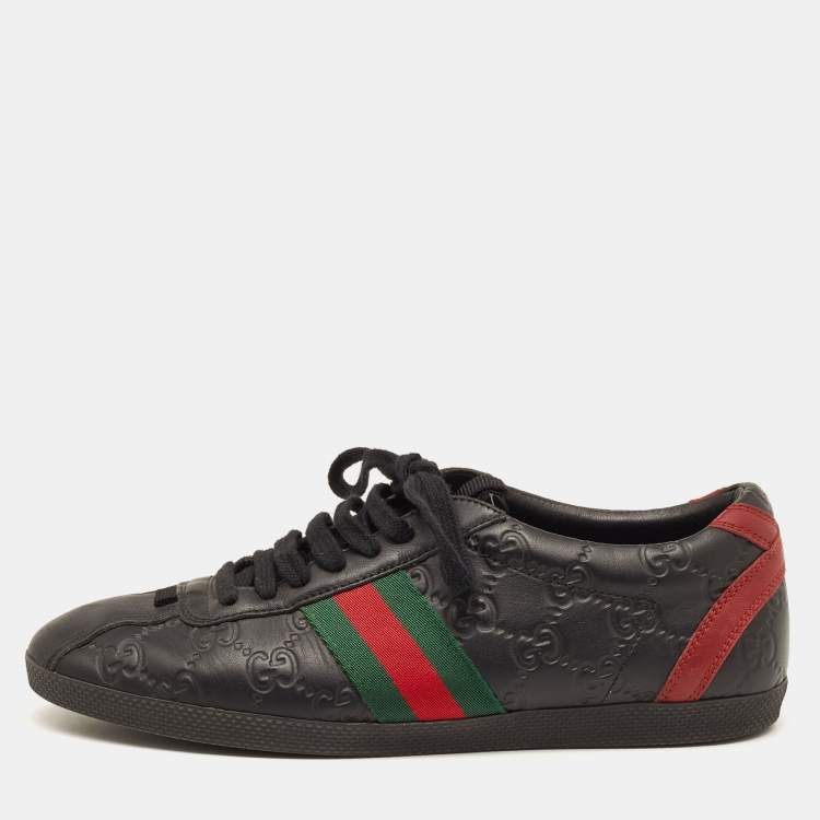 Gucci Black Guccissima Leather Web Ace Sneakers Size 37 Gucci