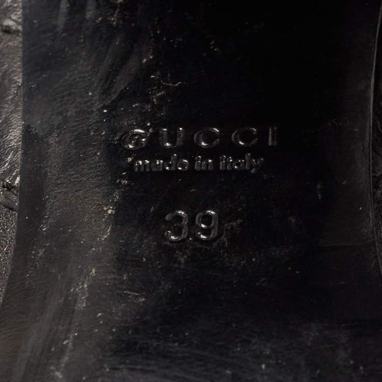Pre Owned Gucci Black Leather Bamboo Tassel Knee Length Boots Size 39