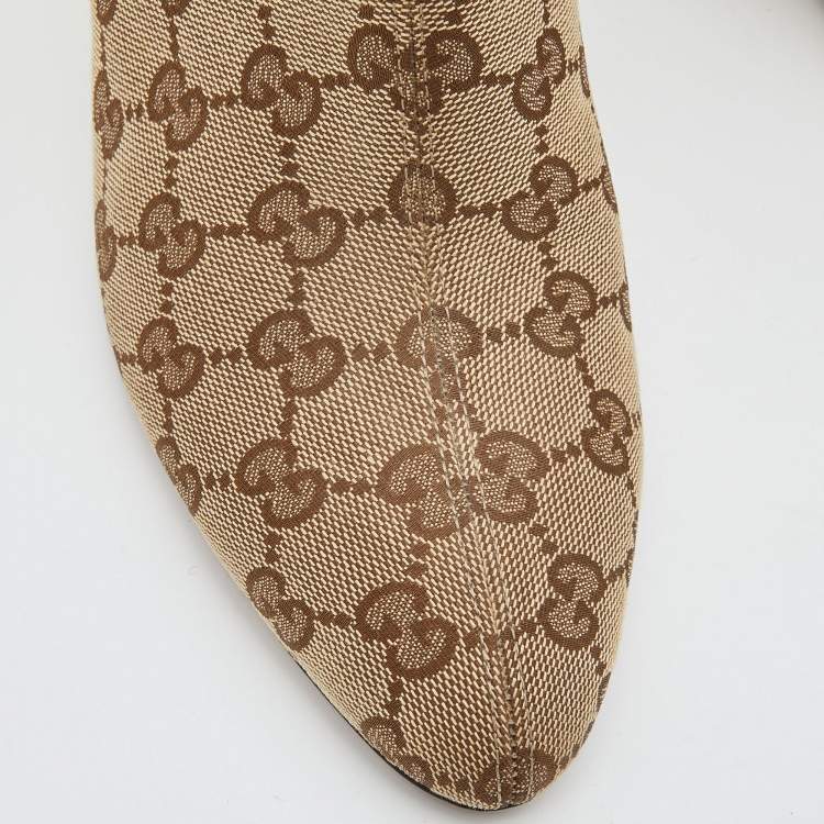 مملوكة مسبقًا Gucci Beige/Brown GG Canvas Ankle Booties Size 39.5