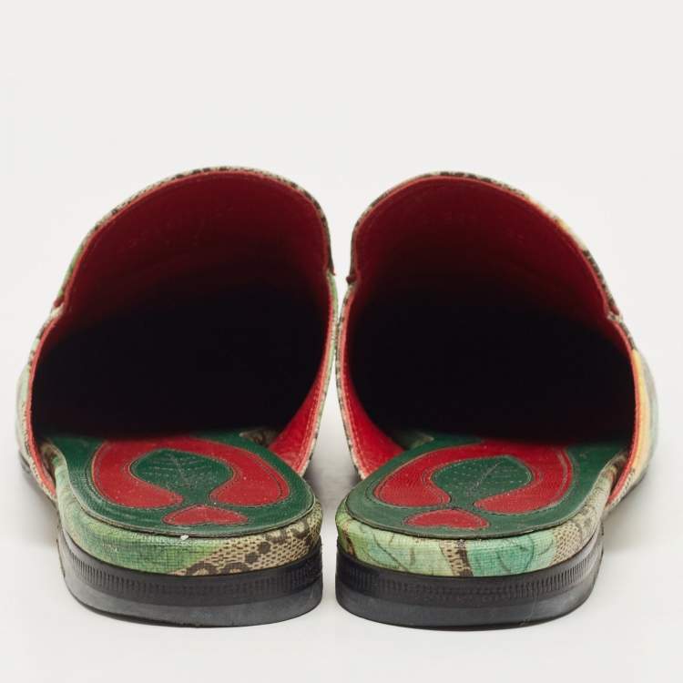 Pre Owned Gucci Grey GG Canvas Princetown  Mules Size 37 