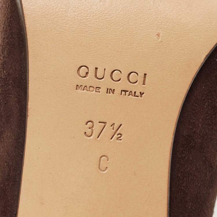 Pre Owned Gucci Brown  Suede Loafer Pumps Size 37.5