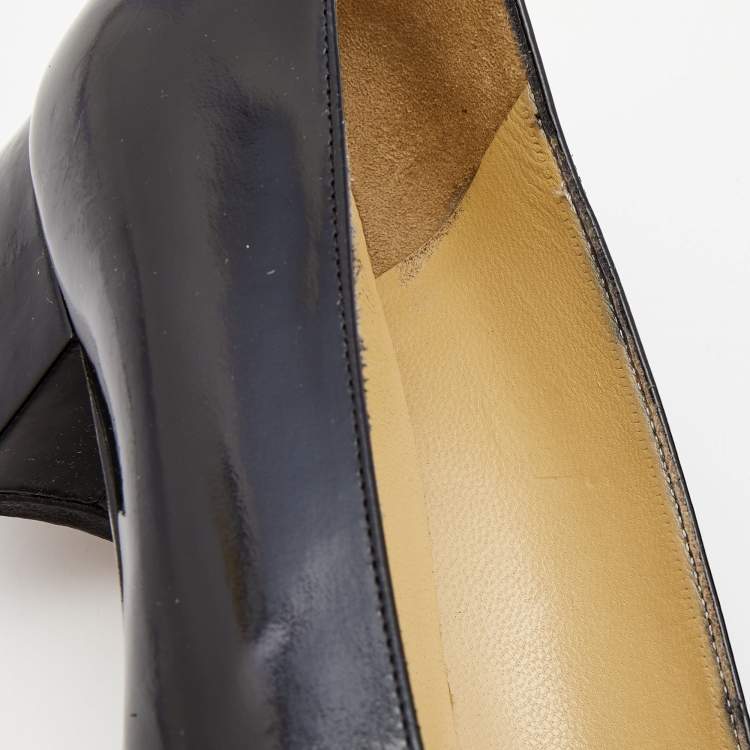 Pre Owned Gucci  Back Patent Leather Block Heel Pumps Size 38 