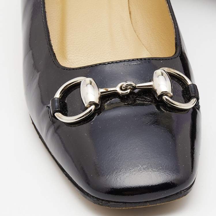 Pre Owned Gucci  Back Patent Leather Block Heel Pumps Size 38 