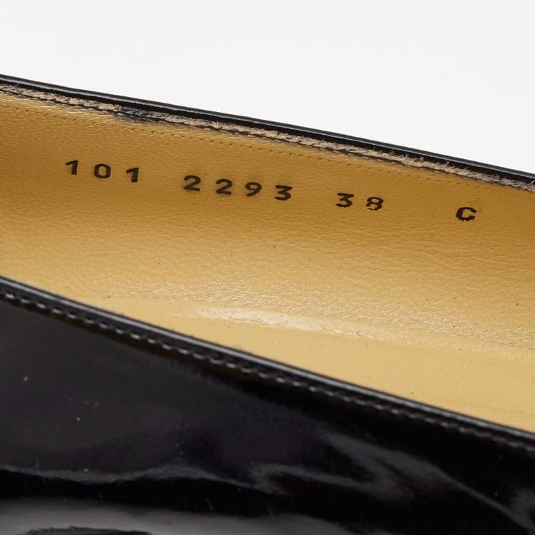 Pre Owned Gucci  Back Patent Leather Block Heel Pumps Size 38 