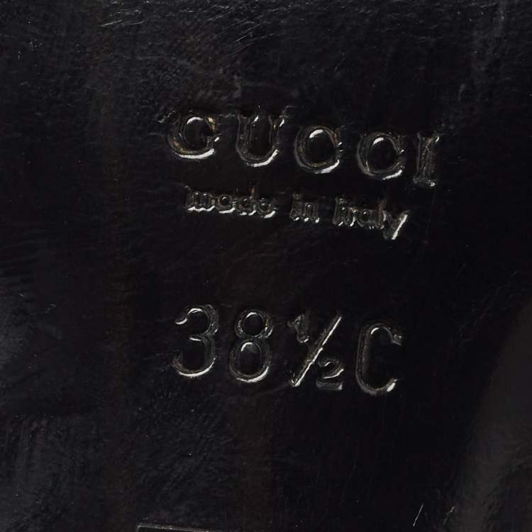 Pre Owned Gucci Black Leather Ankle Strap Pumps Size 38.5 