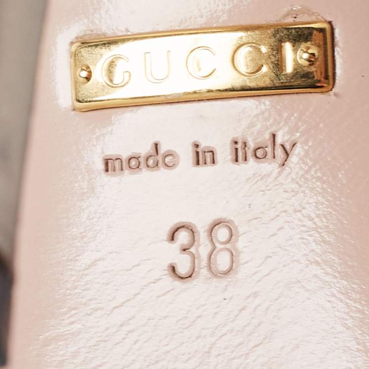 Pre Owned Gucci Metallic Grey Leather Ankle Strap Peep Toe Platform Pumps Size 38