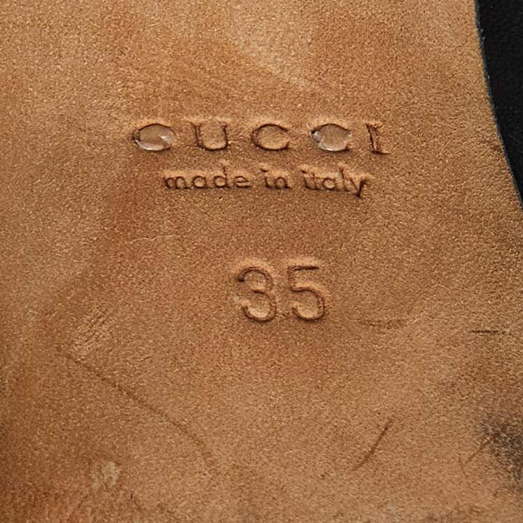 Pre Owned Gucci Black Leather Horsebit Peep Toe Pumps Size 35
