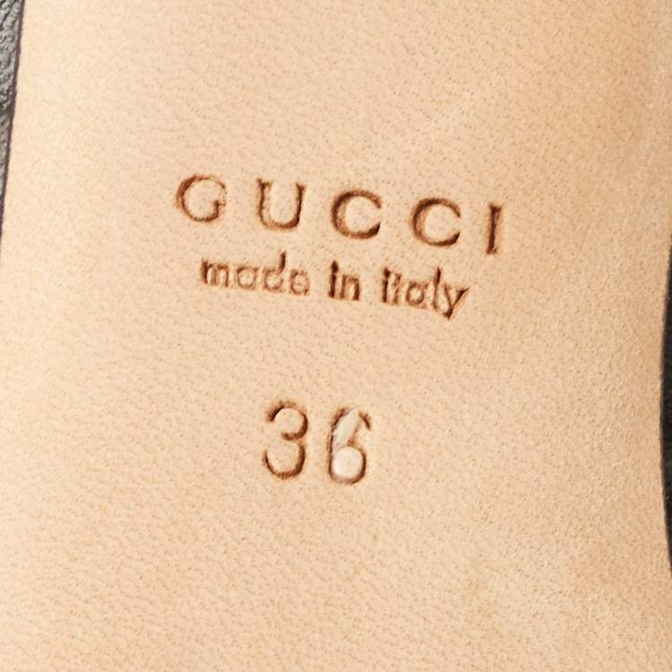 Pre Owned Gucci Black Guccissima Leather Horsebit Peep Toe Platform Pumps Size 36