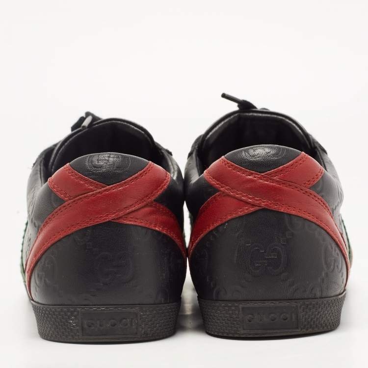 Pre Owned Gucci Black Guccissima Leather Web Ace Sneakers Size 37