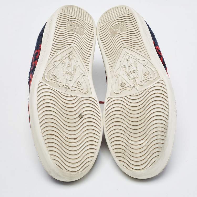 Pre Owned Gucci Tricolor GG Terry Fabric and Leather Ace Sneakers Size 35