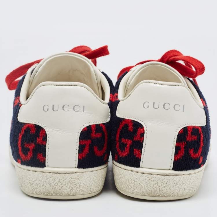 Pre Owned Gucci Tricolor GG Terry Fabric and Leather Ace Sneakers Size 35