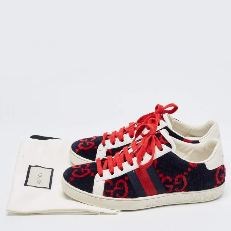 Pre Owned Gucci Tricolor GG Terry Fabric and Leather Ace Sneakers Size 35