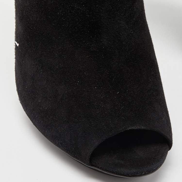 Pre Owned Gucci Black Suede Slingback Mules Size 41