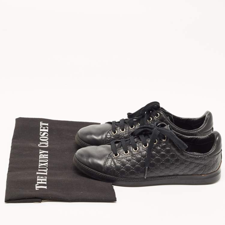 Pre Owned Gucci Black Microguccissima Leather Low Top Sneakers Size 35.5