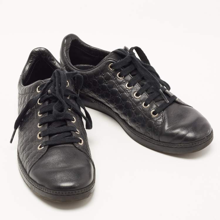 Pre Owned Gucci Black Microguccissima Leather Low Top Sneakers Size 35.5