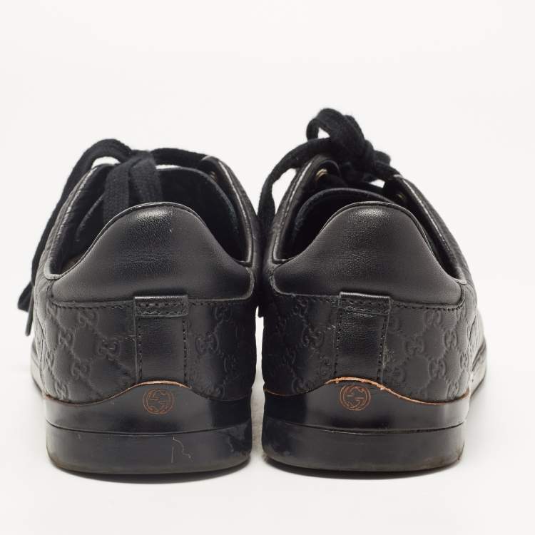 Pre Owned Gucci Black Microguccissima Leather Low Top Sneakers Size 35.5