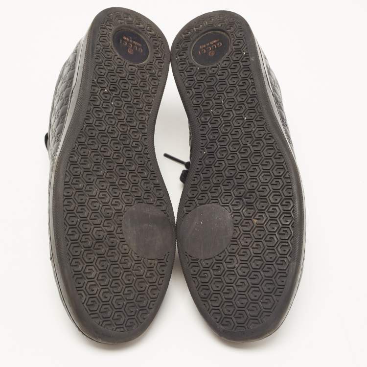 Pre Owned Gucci Black Microguccissima Leather Low Top Sneakers Size 35.5