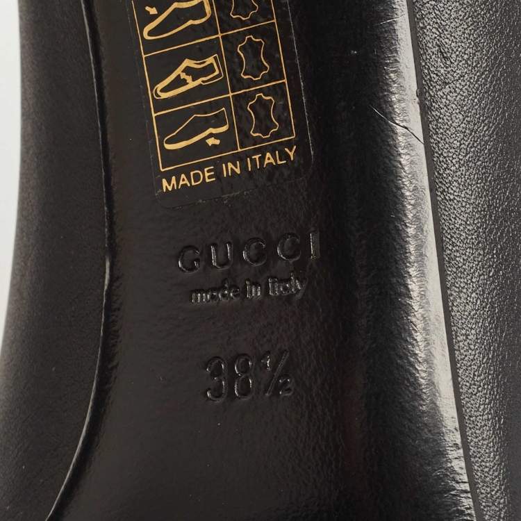 Pre Owned Gucci Black Leather GG Interlocking Pumps Size 38.5