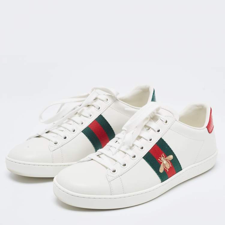 Women's Ace sneaker with bee in white leather