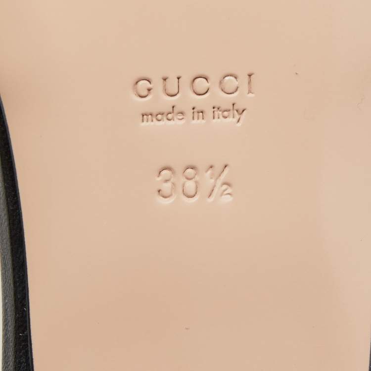 Pre Owned Gucci Black Leather Jolie G Logo Slides Size 38.5 