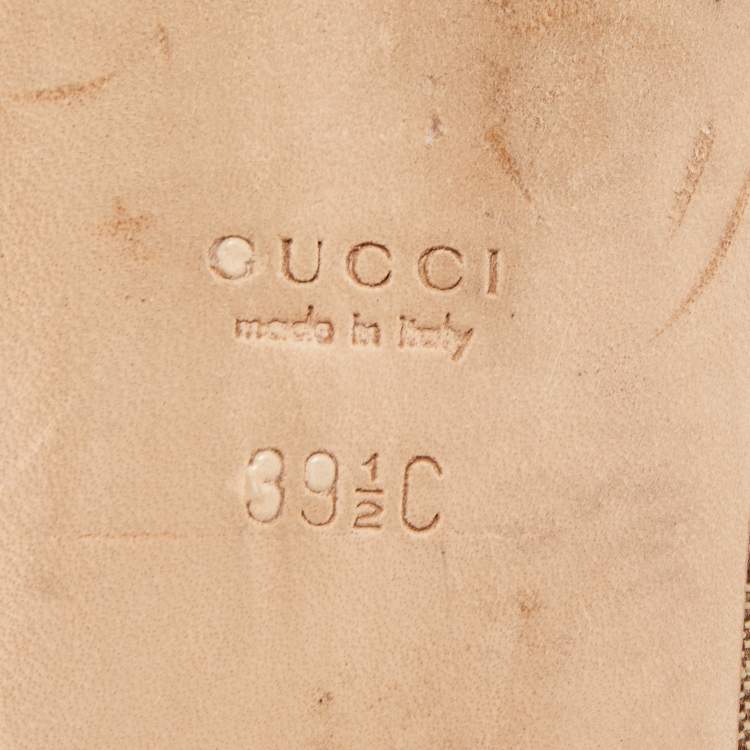 Pre Owned Gucci Beige GG Canvas Interlocking Ballet Flats Size 39.5