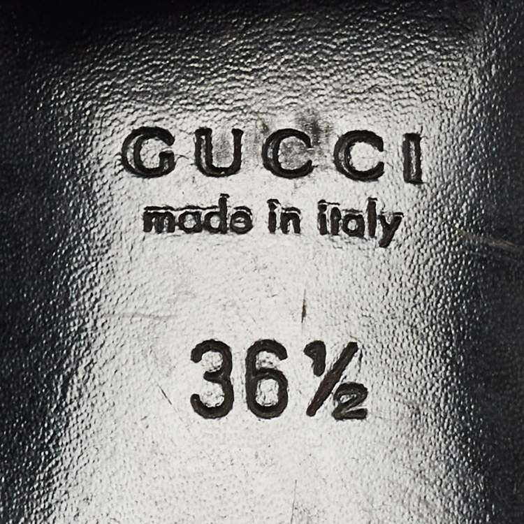 Pre Owned Gucci Black Leather Buckle Detail Ankle Booties Size 36.5