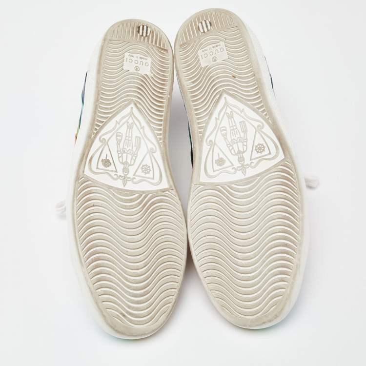 Pre Owned Gucci Multicolor Leather Ace Rainbow Sneakers Size 38.5