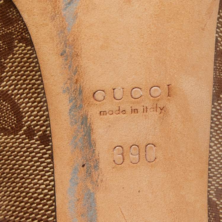 Pre Owned Gucci Brown/Beige GG Supreme Canvas and Leather Hysteria Pumps Size 39