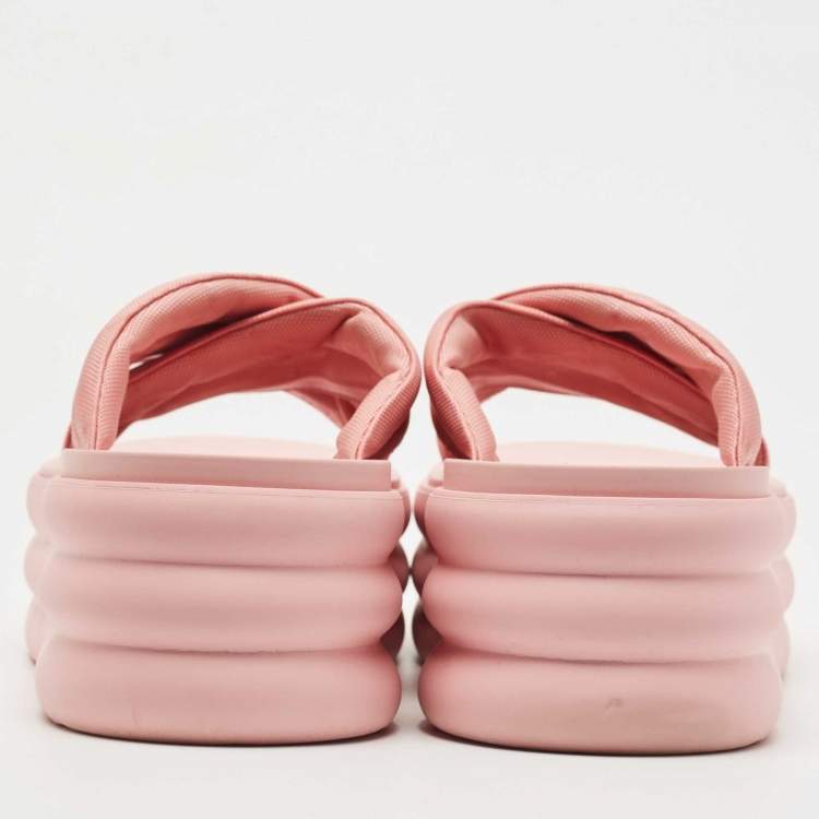 Pre Owned Gucci Pink GG Fabric Platform Slides Size 38