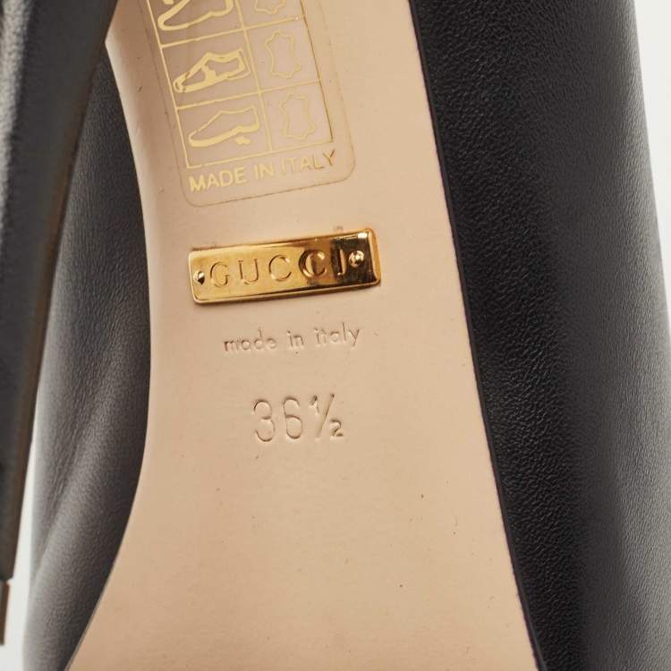 Pre Owned Gucci Black Leather Pointed Toe Pumps Size 36.5