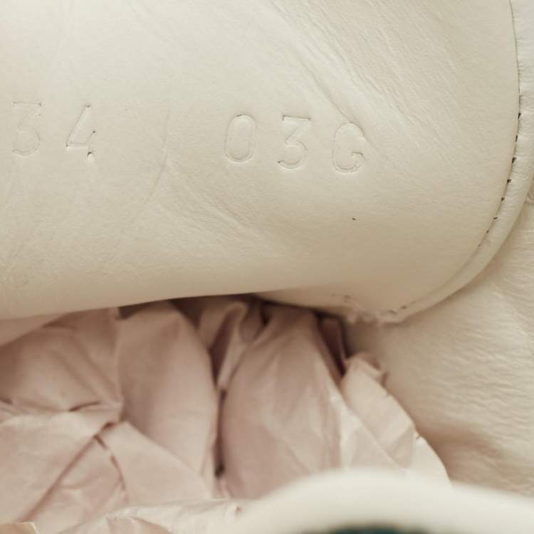 Pre Owned Gucci White Leather Web Ace Low Top Sneakers Size 34