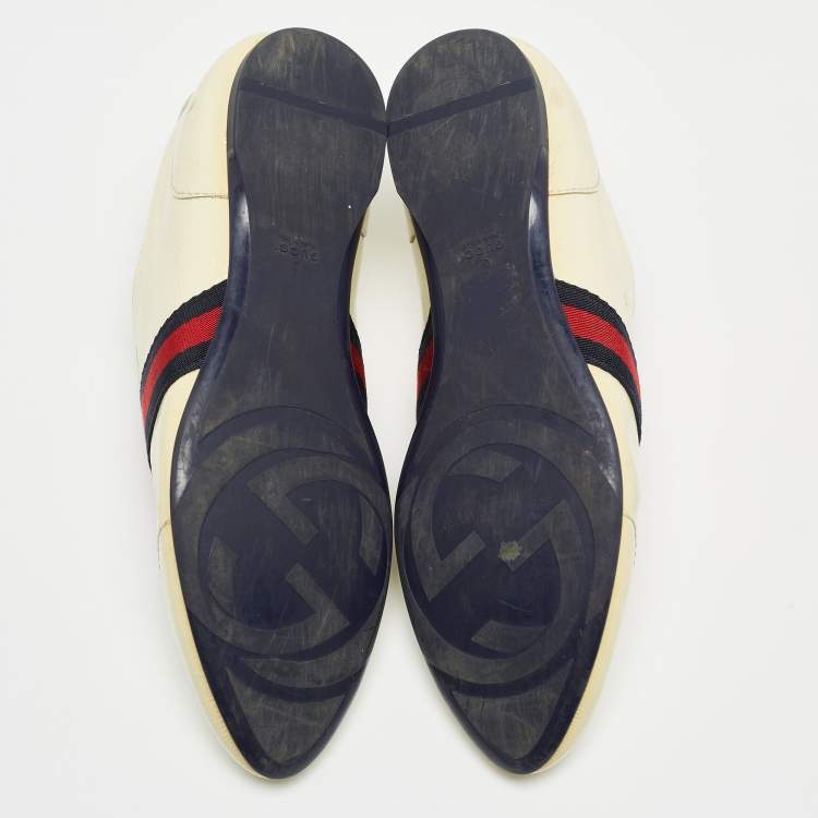 Pre Owned Gucci Cream Patent Leather Web Lace Up Sneakers Size 35