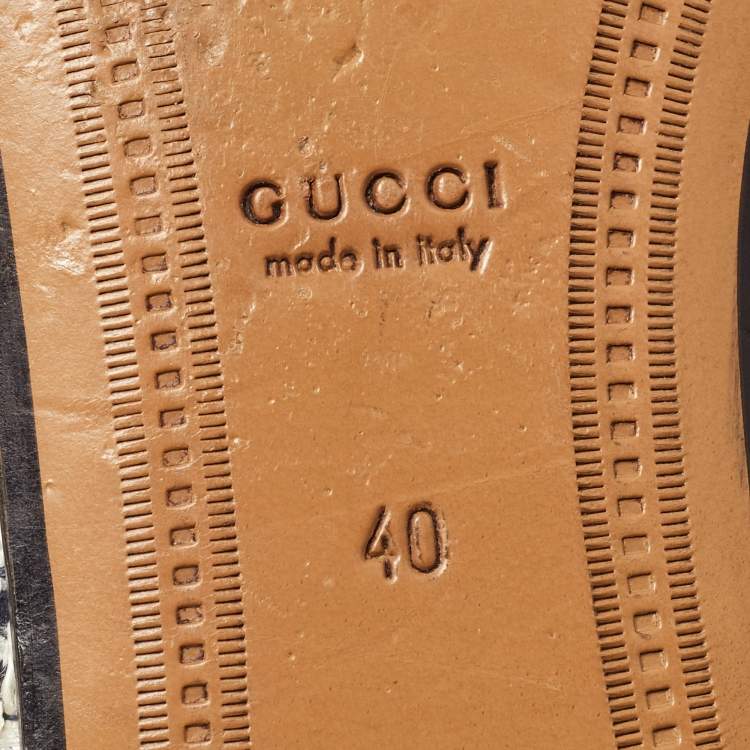 Pre Owned Gucci Tri Color Tweed and Leather Horsebit Jordaan Loafers Size 40