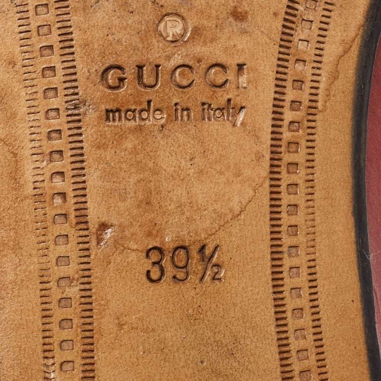 Pre Owned Gucci Red Leather Horsebit Jordaan Loafers Size 39.5