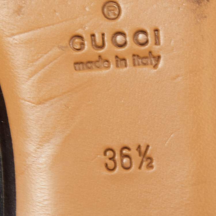Pre Owned Gucci Black Floral Embroidered Leather Princetown Mules Size 36.5