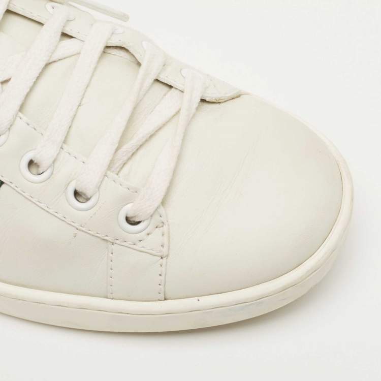 Pre Owned Gucci White Leather Ace Web Low Top Sneakers Size 36