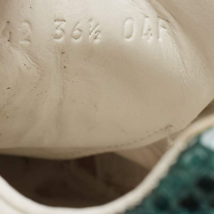 Pre Owned Gucci White Leather Embroidered Bee Ace Sneakers Size 36.5