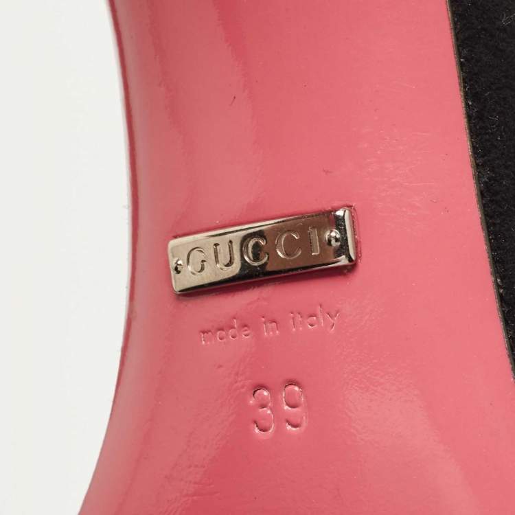 Pre Owned Gucci Black Suede Crystal Embellished Ankle Strap Sandals Size 39