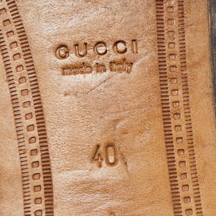 Pre Owned Gucci Green Leather Horsebit Jordaan Loafers Size 40