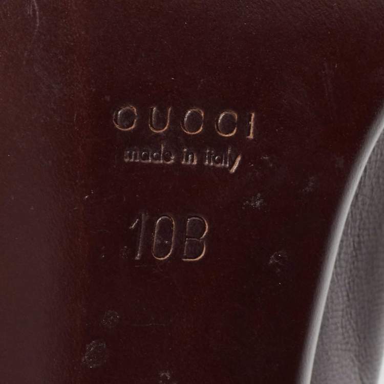 Pre Owned Gucci Brown Leather Interlocking G Studded Platform Pumps Size 42
