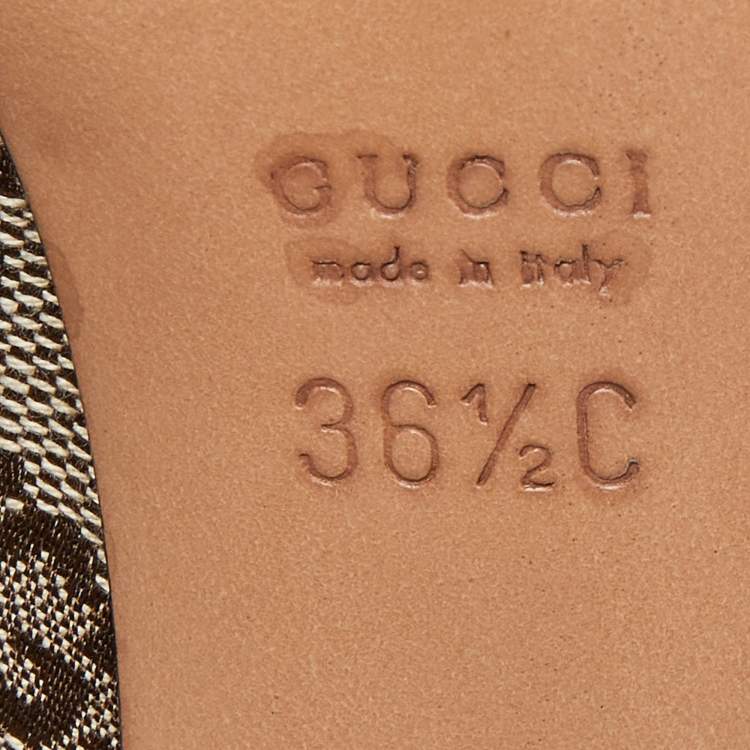 Pre Owned Gucci Beige/Brown GG Canvas Horsebit Chain Ankle Booties Size 36.5 