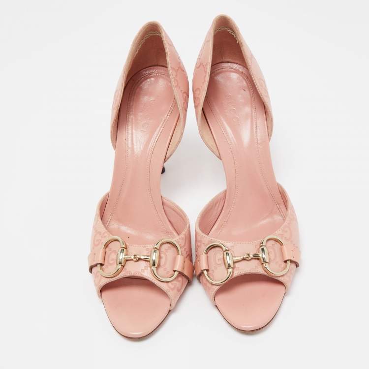 Pre Owned Gucci Pink Guccissima Leather Horsebit D'orsay Pumps Size 36