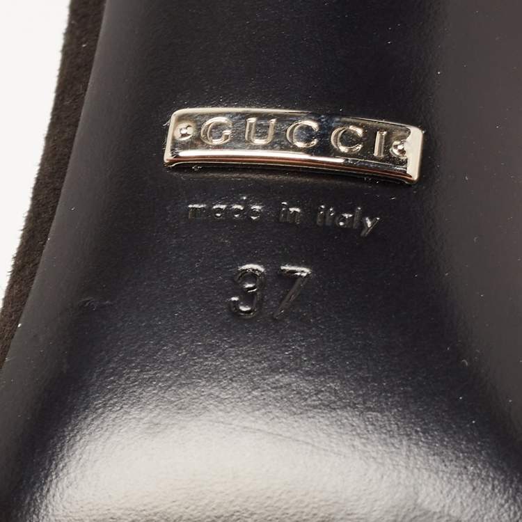 Pre Owned Gucci Black Suede Embellished Mallory Sandals Size 37