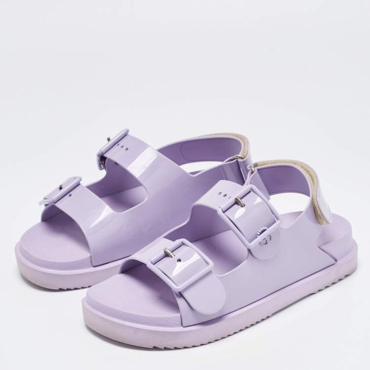 Louis Vuitton Purple Rubber Ankle-Strap Wedge Sandals Size 37 Louis Vuitton