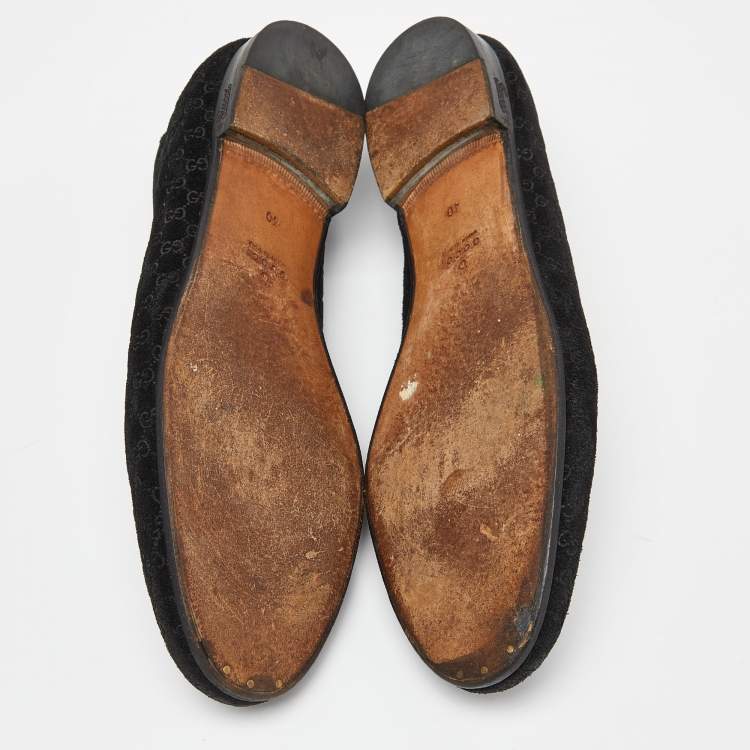 مملوكة مسبقًا Gucci Black Microguccissima Suede Smoking Slippers Size 40