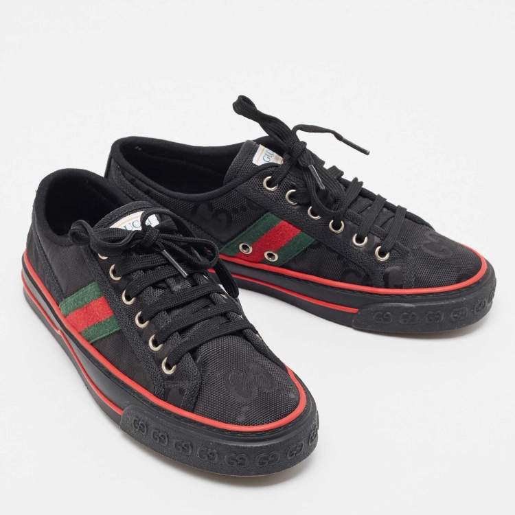 Pre Owned Gucci Black GG Canvas Tennis 1977 Sneakers Size 37