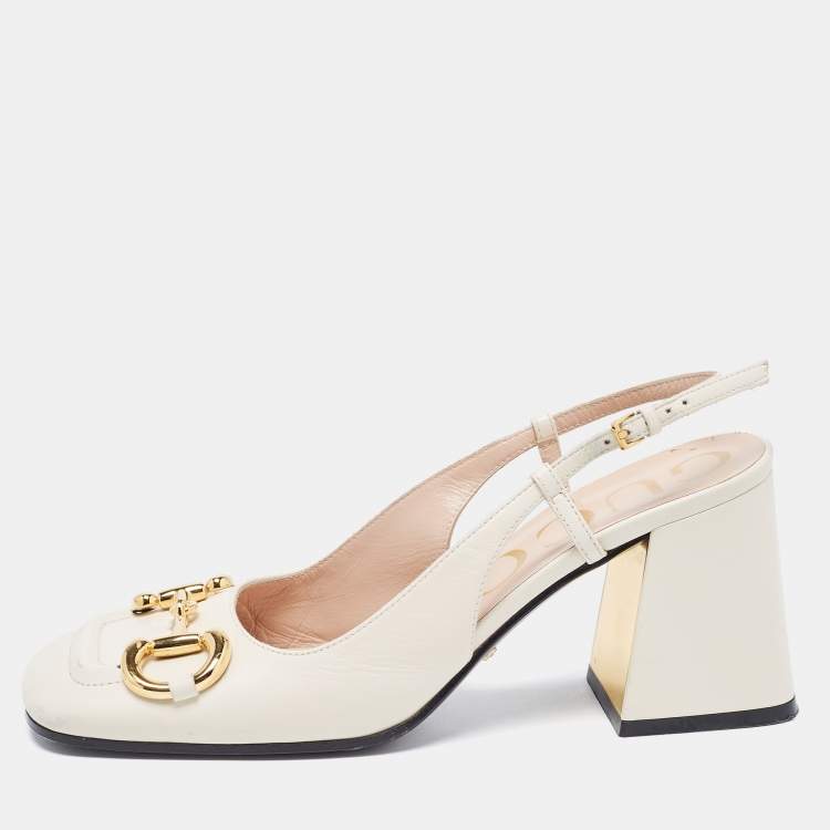 Gucci Cream Leather Horsebit Pumps Size 37.5 Gucci | The Luxury Closet